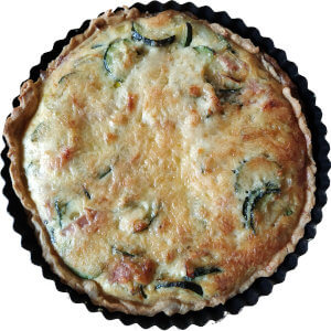 Courgette, ham and onion tart